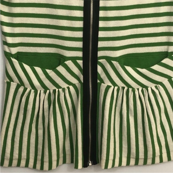 Anthropologie Moth Green & White Zipper Cardigan Size Small/P Well loved item! - Picture 5 of 9